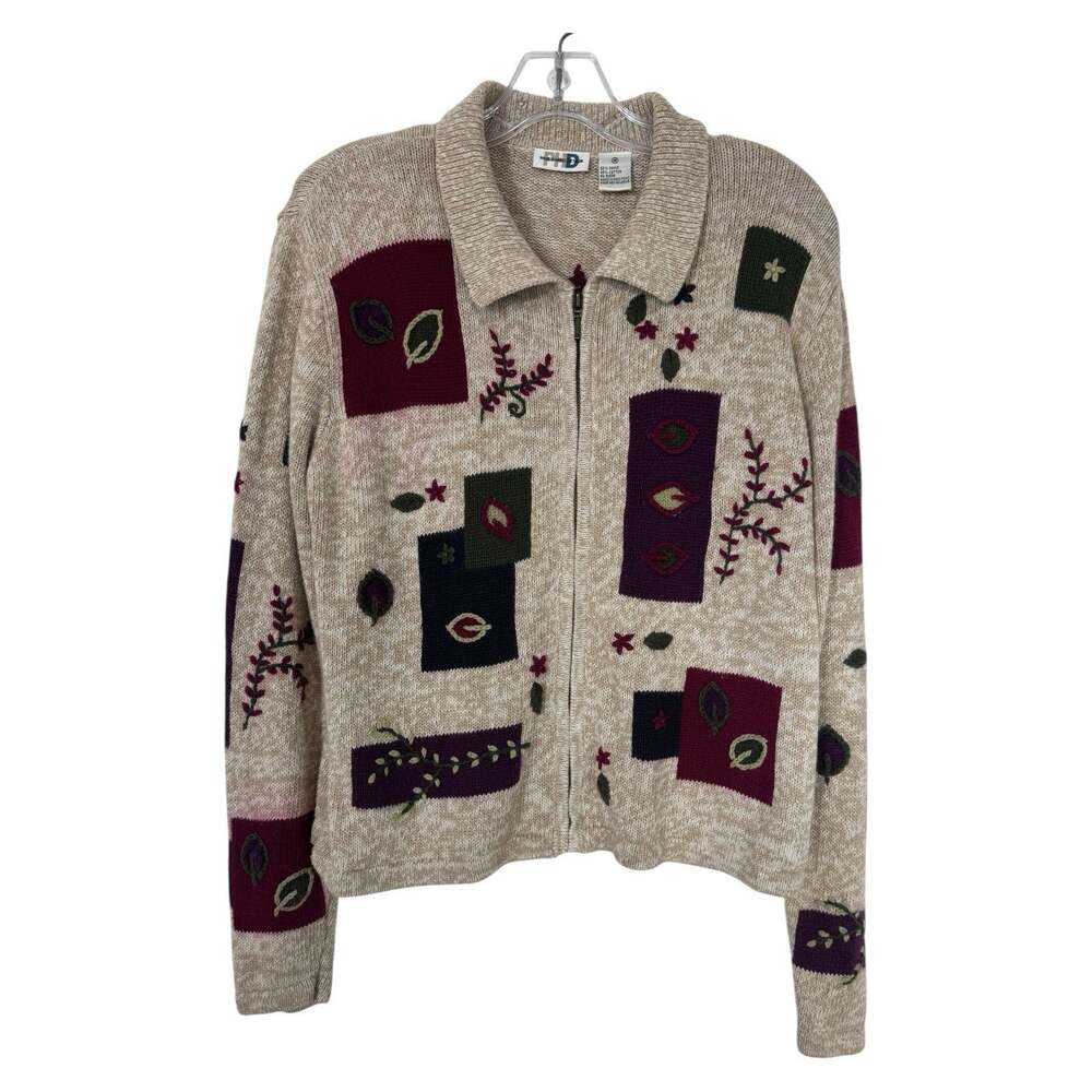 Vintage Patchwork Embroidered Cardigan M Eclectic Embroidered